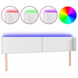 Cumpara ieftin Tablie de pat cu LED, alb, 203x16x78/88 cm, piele ecologica