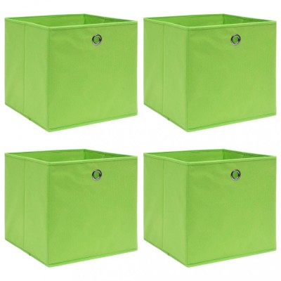 vidaXL Cutii de depozitare, 4 buc., verde, 32x32x32 cm, textil foto