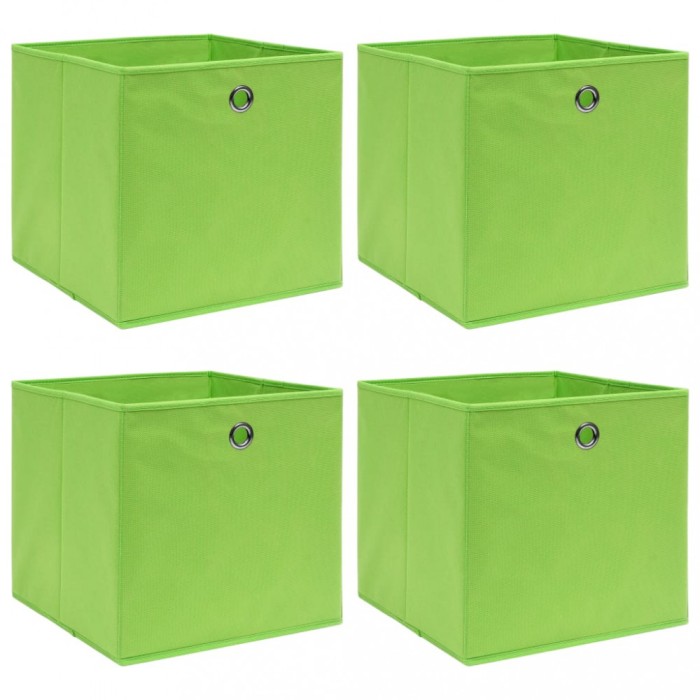 vidaXL Cutii de depozitare, 4 buc., verde, 32x32x32 cm, textil