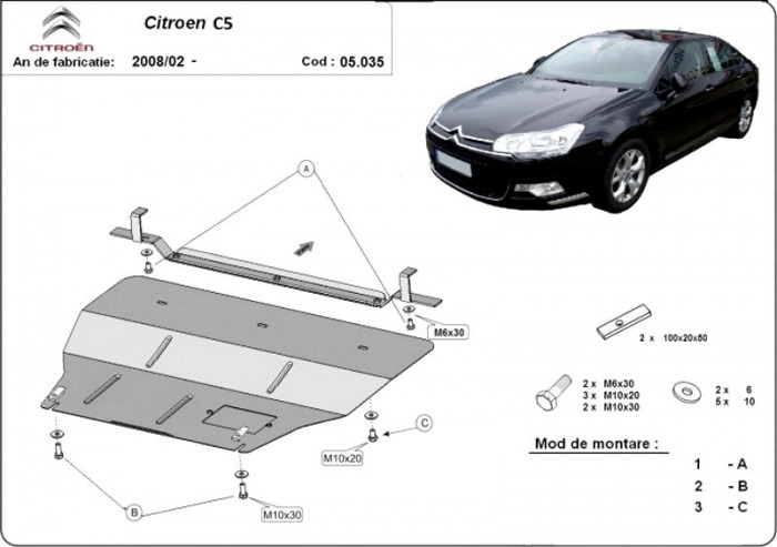 Scut motor metalic Citroen C5 2008-2017