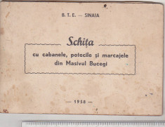 bnk div BTE Sinaia 1958 Schita cu cabane din Masivul Bucegi foto