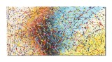 Cumpara ieftin Tablou celebru gigant pictat manual birou, living, Compozitie abstracta, 140x70cm ulei pe panza, reproducere Jackson Pollock