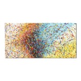 Tablou celebru gigant pictat manual birou, living, Compozitie abstracta, 140x70cm ulei pe panza, reproducere Jackson Pollock