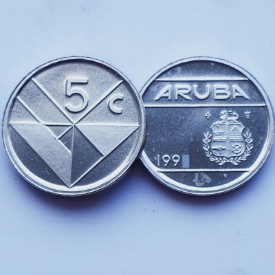 3262 Aruba 5 cents 1991 Beatrix / Willem-Alexander km 1 aUnc-UNC foto