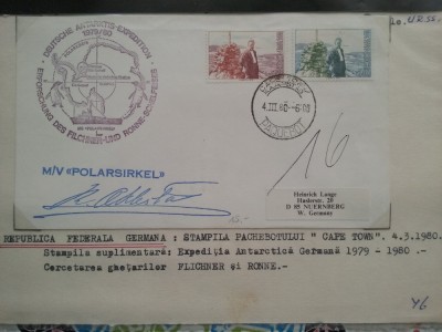 1980-R.F.G.-Exp.antarctica -Cercet.ghetarilor-Flichner si Ronne-Plic circ. foto