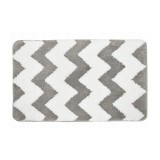 Covoras pentru baie antiaderent, pufos, 50x80 cm, alb cu gri, Sepio