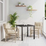 VidaXL Set de masă pentru grădină cu pernă 3 pcs Bej Rattan poli