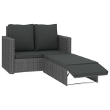 Set mobilier de gradina cu perne, 2 piese, gri, poliratan
