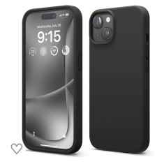 Husa silicon antisoc cu microfibra interior pentru Iphone 15 Plus Negru