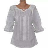 Cumpara ieftin Ie Traditionala Alba cu Motiv Geometric de Dama - IMS23