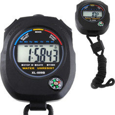 Cronometru Digital cu Busolă, Precizie 1/100 Sec, 82x60x20mm, Sfoară 58cm, Rezistent la Apă foto