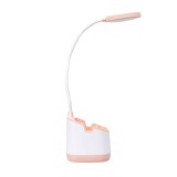 Lampa de birou pentru copii, 3 tipuri de lumina si suport pixuri, somon / ZTS 8244