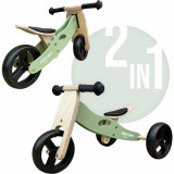 Bicicleta/tricicleta fara pedale, Free2Move, Din lemn, 2 in 1, Functie de bicicleta echilibru, Scaun reglabil, Roti ajustabile, Manere antiderapante,