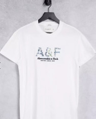 Tricou Abercrombie &amp;amp; Fitch alb mas.M-relaxed fit-Lichidare stoc!! foto