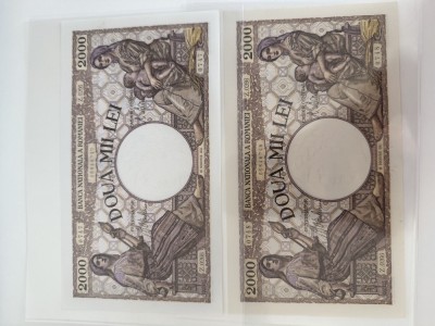 2x 2000 lei 1941 UNC bancnota consecutive foto