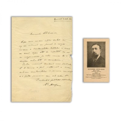Mareșalul Alexandru Averescu, scrisoare + carte poștală pentru Alexandru Otetelișanu, 4 iulie 1931 foto