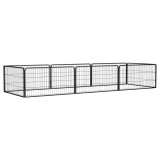 Cumpara ieftin Tarc caini 8 panouri negru 100x50 cm, otel vopsit electrostatic