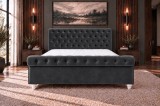 Pat Silver Matrimonial 180x200 cm Tapitat Catifea Gri Inchis Somiera Inclusa