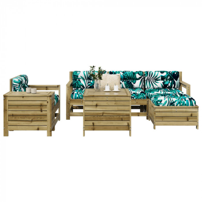 Set canapea de gradina, 7 piese, lemn de pin tratat GartenMobel Dekor