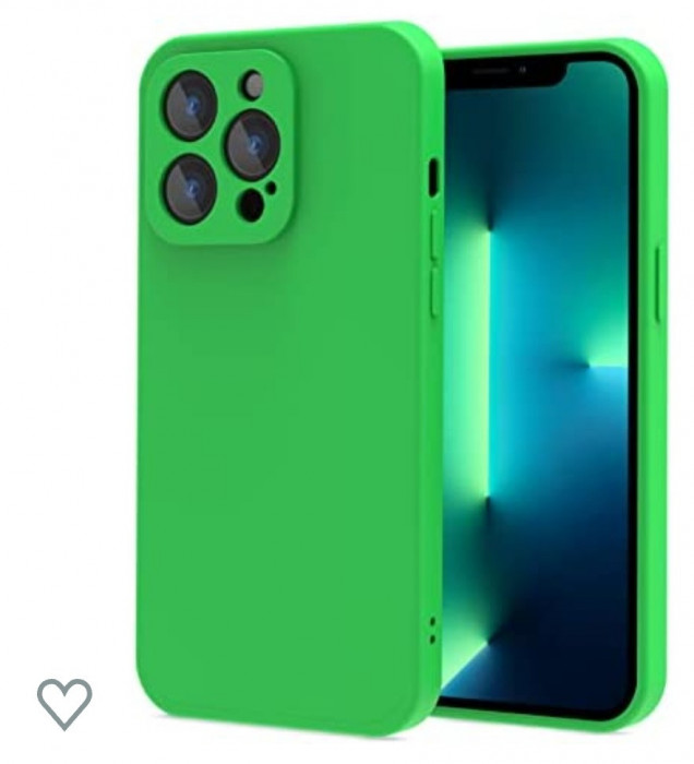 Huse silicon antisoc cu microfibra interior Iphone 13 Pro Max Verde Neon