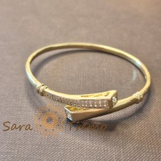 Bratara Sigiliul Puterii , design sculptural, placata aur 14K, cu zirconia