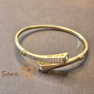 Bratara Sigiliul Puterii , design sculptural, placata aur 14K, cu zirconia foto