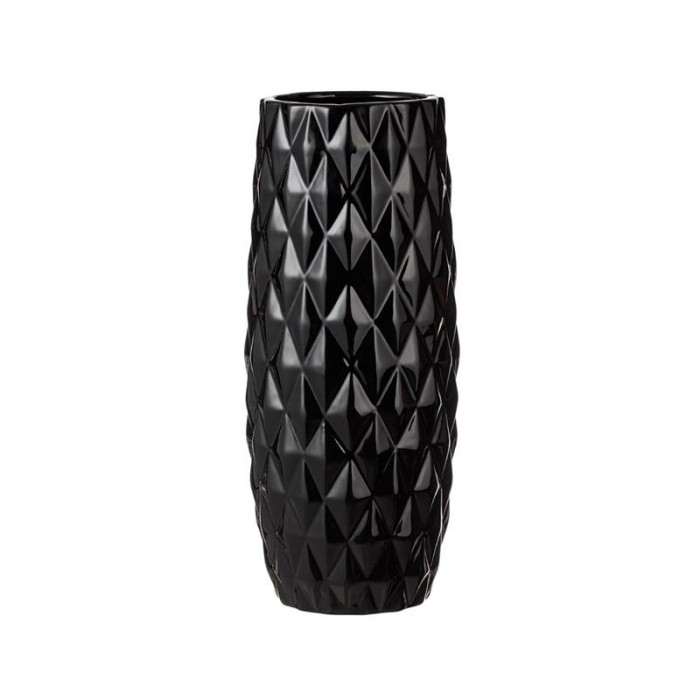 Vaza decorativa din ceramica, Negru cu romburi, 12.5x32 cm, ATU-081888