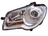 Far VW Touran (1T2) 01.2007-07.2010 DEPO partea Stanga, tip bec H7+H7, electric, cu motoras, rama silver 441-11B6L-LD-EM