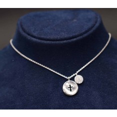 Colier din argint cu cruce si cerc cu zirconii Arg342