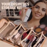 Cumpara ieftin Geanta portfard multifunctionala de calatorie, 24x12x12 cm, 4 in 1, design versatil, ideala pentru cosmetice, cadou perfect, Maro, Manolex&reg;