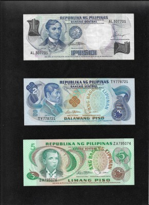 Set Filipine Philippines 1 + 2 + 5 + 10 + 20 + 50 piso foto