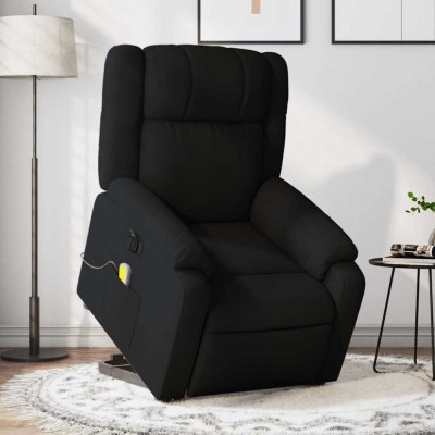 vidaXL Fotoliu electric de masaj rabatabil cu ridicare, negru, textil foto