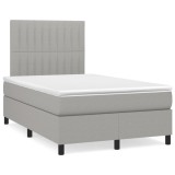 vidaXL Pat box spring cu saltea, gri deschis, 120x190 cm, textil 3269895