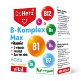 Capsule vegane Vitamina B Complex Max + vitamina C + Inositol + zinc organic Dr Herz 60 buc