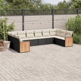 Cumpara ieftin Set canapele de grădină cu perne, 10 piese, negru, poliratan