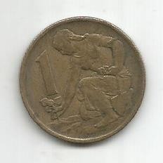 No(4) moneda-Cehoslovacia 1 Koruna / Coroana 1970 foto