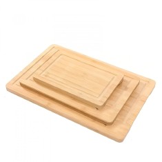 Set 3 tocatoare Brius&trade;, 38 x 25 cm/30 x 20cm/23 x 15cm, din bambus, pentru bucatarie, canale antiscurgere, manere ascunse, ideale pentru servire, maro