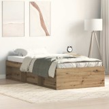 VidaXL Cadru de pat fără saltea Stejar Artisan 90x200cm Lemn prelucrat