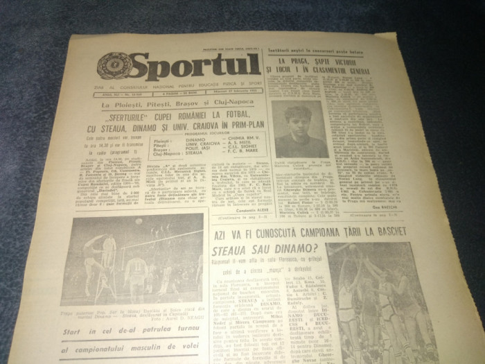 ZIARUL SPORTUL 27 FEBRUARIE 1985