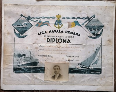 Diploma Liga Navala Romana pentru curajul salvarii echipajului vasului Santoni foto