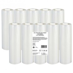 Set 10 role pungi vidat gofrate, dimensiuni 200x5000 mm, transparente, grosime 85 microni, preparare sau depozitare Sous Vide