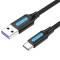 Cablu USB 2.0 USB A - USB C 3m 5A dublu ecranat negru 480Mbps