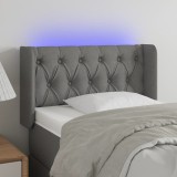 vidaXL Tăblie de pat cu LED, gri &icirc;nchis, 83x16x78/88 cm, textil