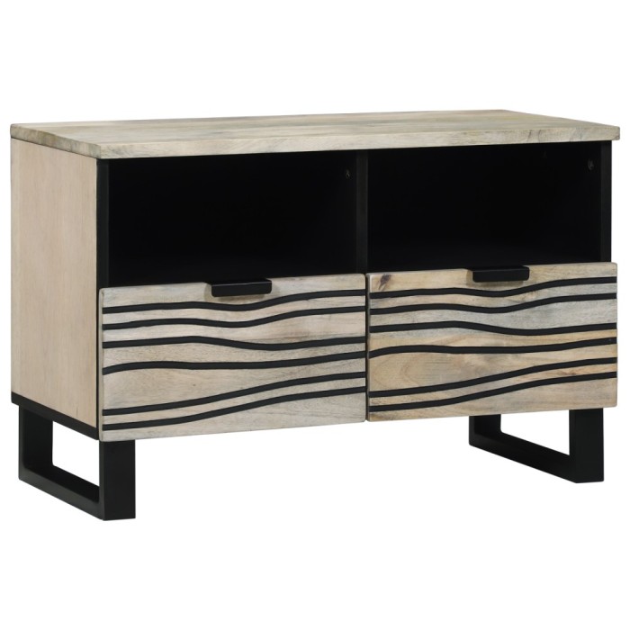 vidaXL Dulap TV cu sertar Alb 70 x 33 x 46 cm Lemn masiv de mango