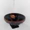 Art Deco: Fructieră pedestal, sticlă opaline black pictată manual, cca. 1920-1930 - decor Karl Diesner - Afors Glasbruk, Suedia