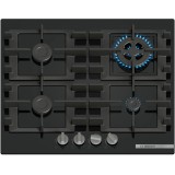 Plita incorporabila Bosch PNH6B6K40, Gaz, 4 arazatoare, Gratar fonta, Arazator Wok, 60 cm, Sticla neagra