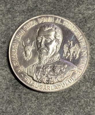Medalie Alexandru Ioan Cuza fiu al B&amp;acirc;rladului argint foto