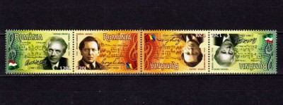 ✅RO 2006 LP 1726 &amp;quot;Em. comuna Rom. Ungaria-Compozitori&amp;quot; pereche tete-beche T1,MNH foto
