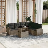 vidaXL Set canapele de grădină, 7 piese, cu perne, gri, poliratan 3268560