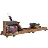 SPORTNOW Aparat de vaslit cu apă pentru acasă, lemn de cauciuc, pliabil, cu aplicație Bluetooth, șine duble din aluminiu, afișaj LCD, p&acirc;nă la 158 kg |